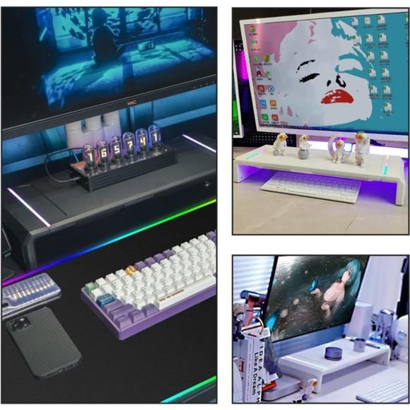 Monitor Stand RGB Adjustable Length Collapsible Monitor Stand w/ Led Light Strip - Picture 6 of 6